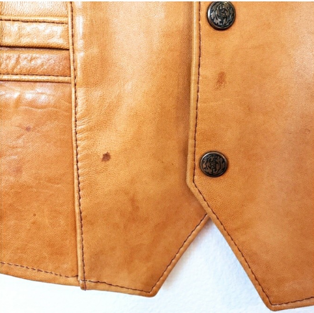 Cevy's vintage genuine leather western vest Sz 48 - Picture 4 of 11